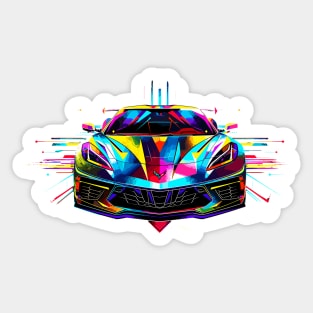 C8 Corvette supercar front view prism art style race car muscle car sportscar Corvette C8 Sticker